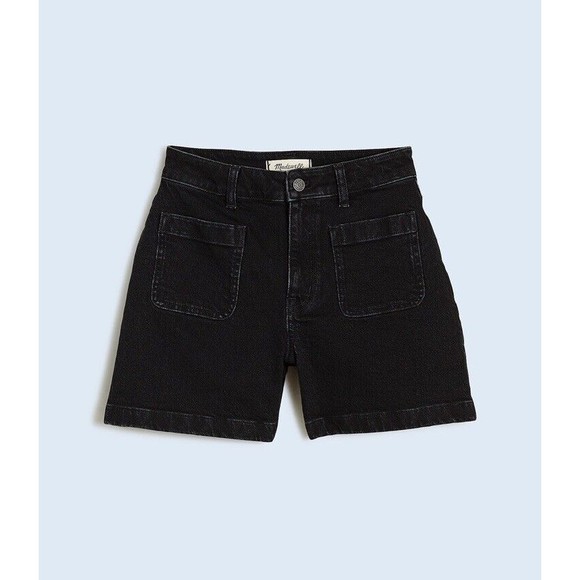MADEWELL Curvy Emmett Short Size 26 Black NWT Sailor Patch Pockets Casual Basic - Picture 1 of 12